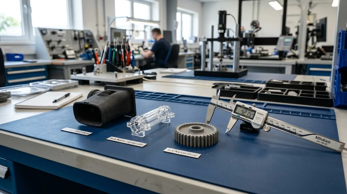 Rapid Prototype Additive Technologies Comparison MJF PA12 SLA Clear Resin SLS Nylon Parts - AS Prototypes