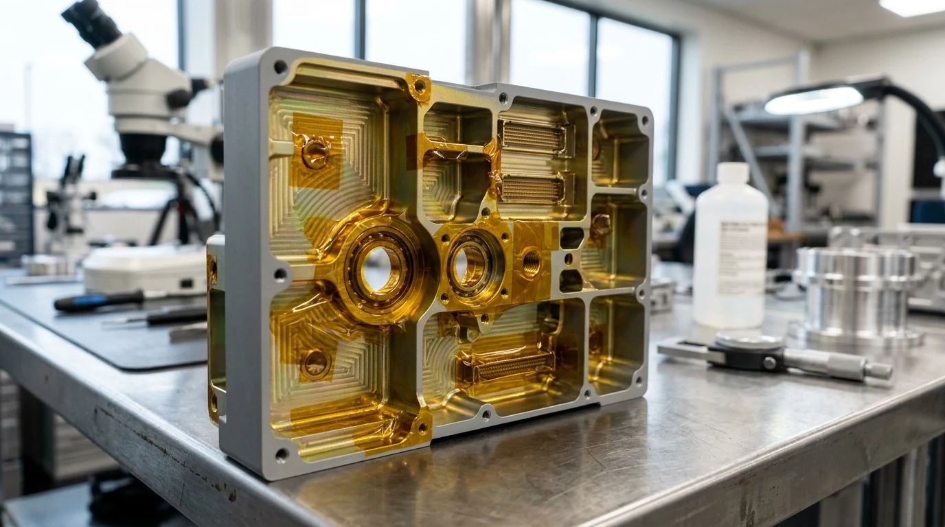 Aerospace Avionics Prototype Chassis Precision Masking with Kapton Tape for Mil-Spec Polyurethane Painting