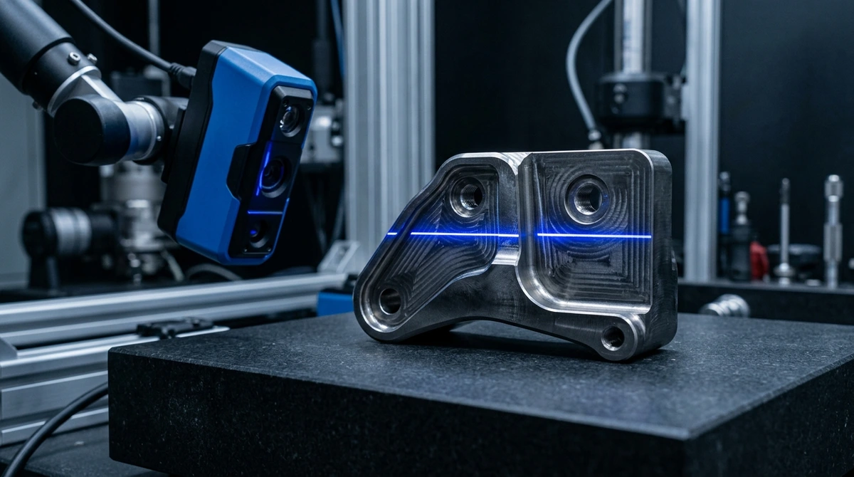 High-Precision Blue-Light 3D Laser Scanning Inspection Verifying Tight Geometric Tolerances on Custom CNC Prototype Component - AS Prototypes