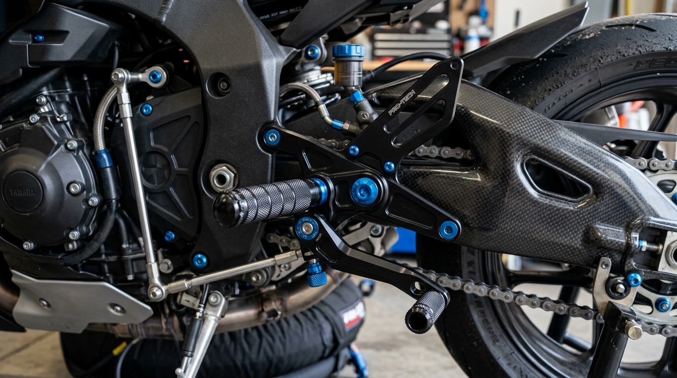 Custom CNC Machined Anodized Motorcycle Rearsets and Foot Controls - AS Prototypes