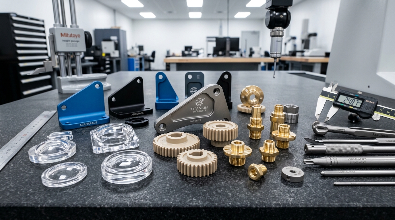 Custom Precision Prototype Parts Array on Metrology Surface Plate - AS Prototypes