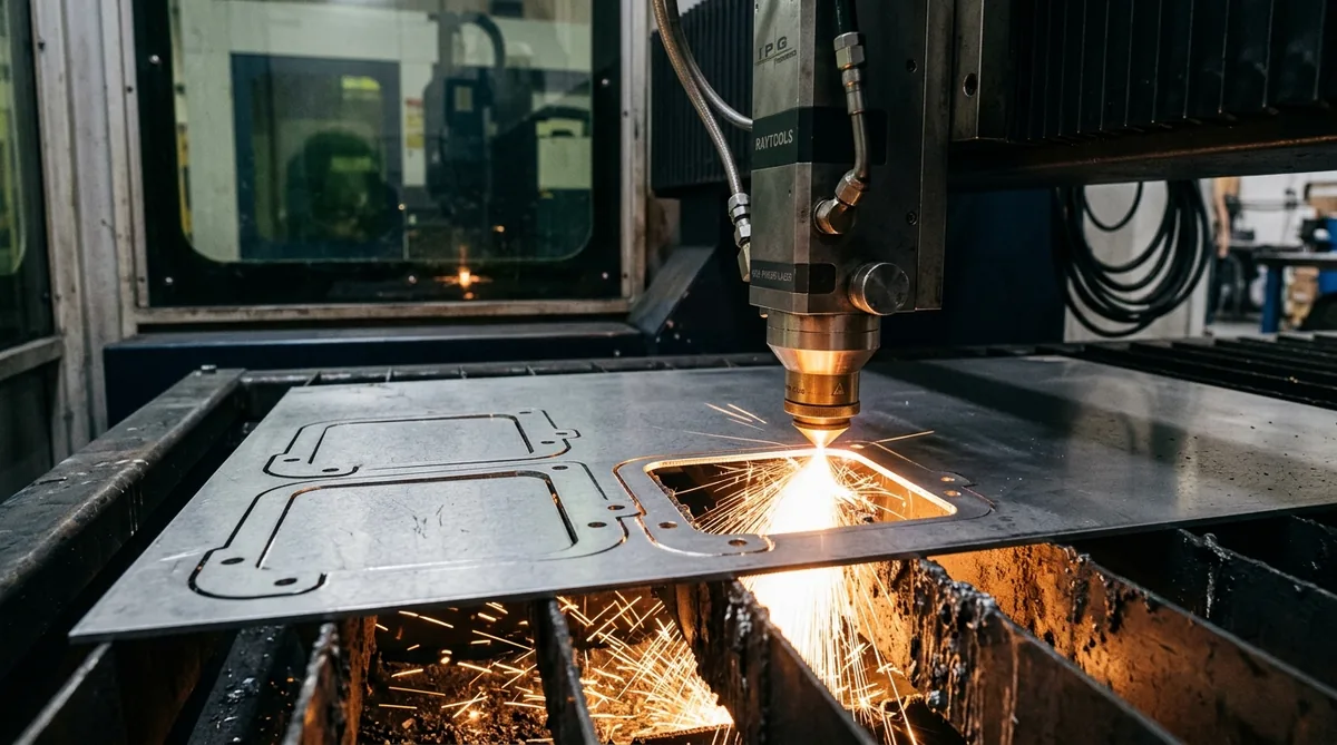 Fiber Laser Cutting Head Piercing Nested Aluminum Sheet Metal Chassis - AS Prototypes