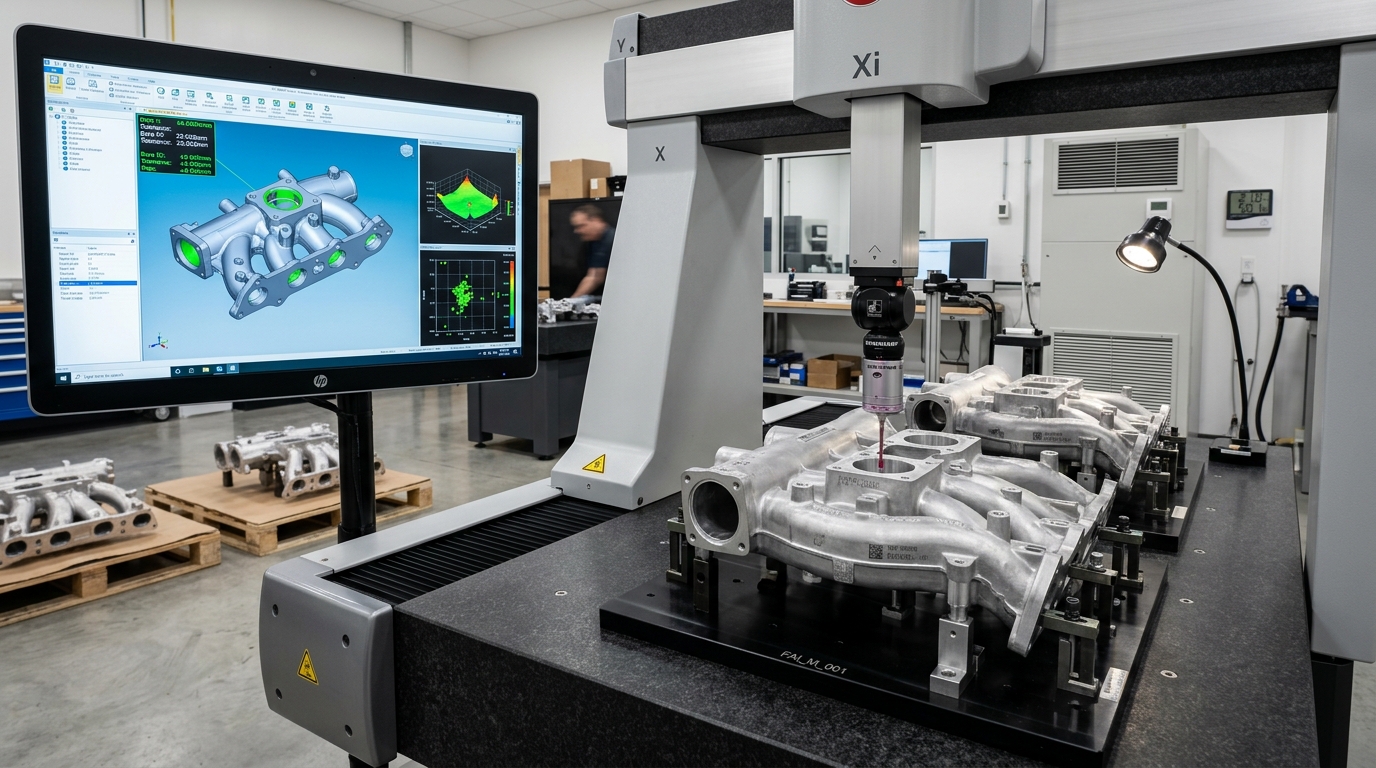 Bridge Coordinate Measuring Machine (CMM) Performing In-Process First Article Inspection - AS Prototypes