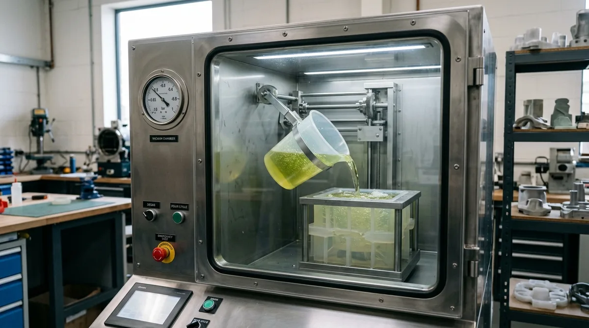 Industrial Vacuum Casting Chamber Degassing Liquid Polyurethane Resin into Silicone Mold