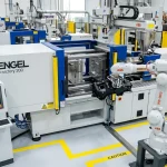 Modern injection molding cell showing precision tooling and robotic part handling - AS Prototypes