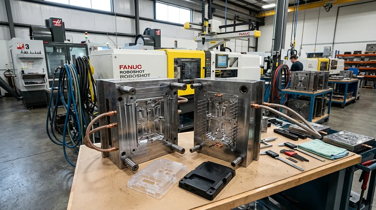Two-Plate Rapid Injection Mold Tooling Set with Balanced Runner and Draft Angles - AS Prototypes