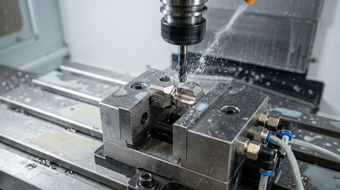 High-Precision CNC Micro-Milling of Biocompatible Medical Titanium Surgical Component in Machine Vise