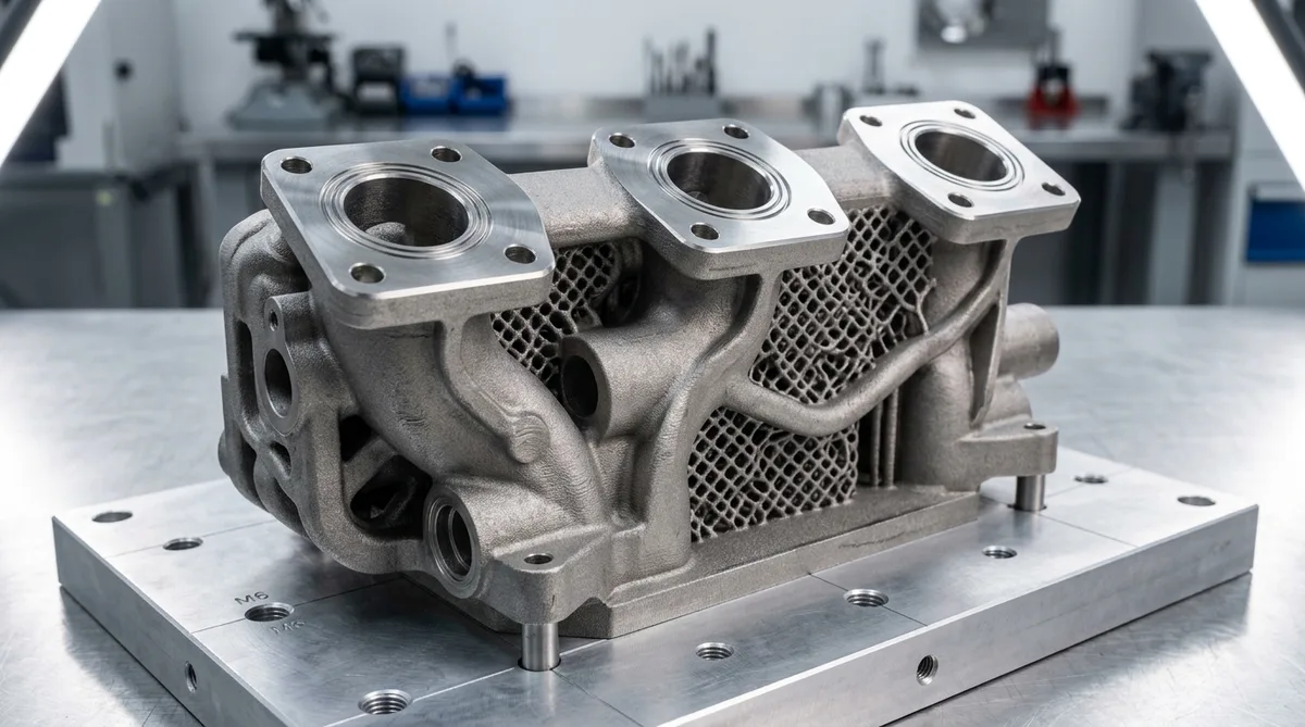 Metal 3D Printed DMLS Titanium Aerospace Hydraulic Manifold with Internal Fluid Channels