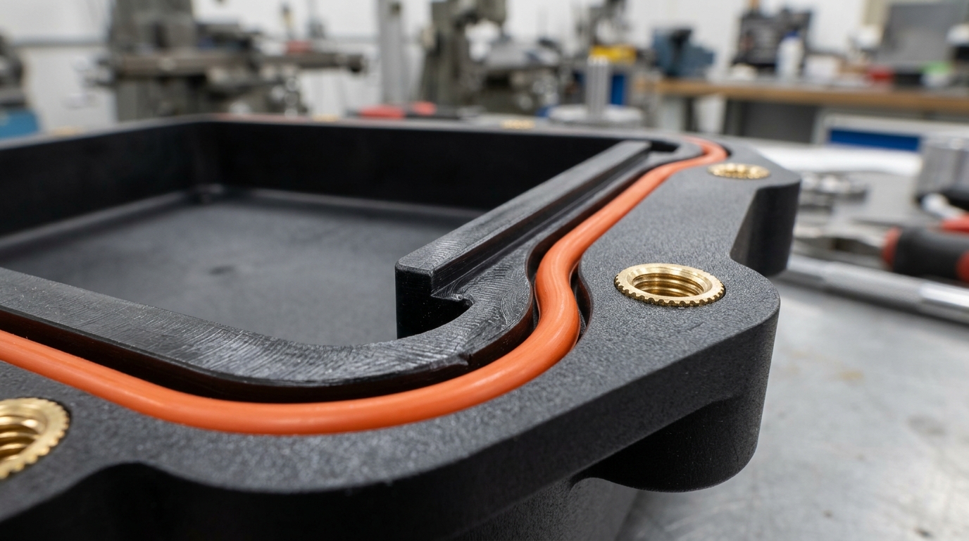 Precision CNC-Machined O-Ring Gland Sealing Channel with Elastomeric Silicone Gasket - AS Prototypes