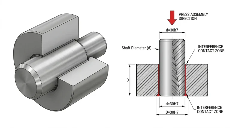 Engineering CAD Schematic Diagram of Press Fit Interference Assembly with Dimension Callouts - AS Prototypes
