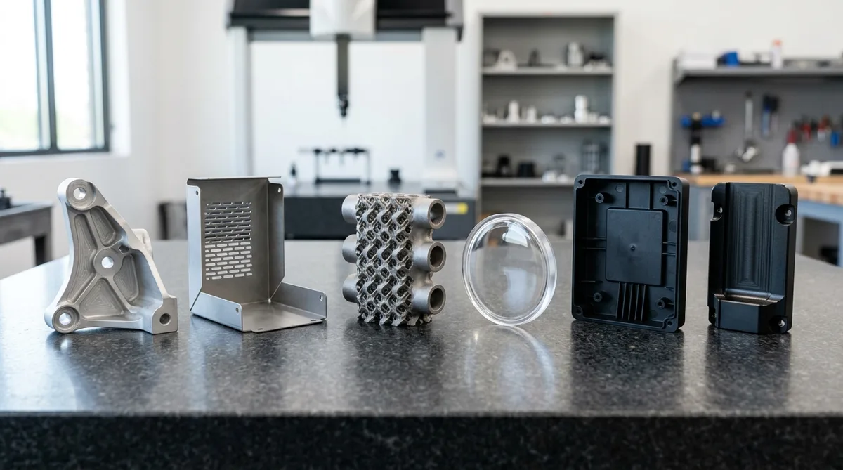 Six prototype manufacturing processes including CNC machining, sheet metal, SLM 3D printing, and vacuum casting - AS Prototypes