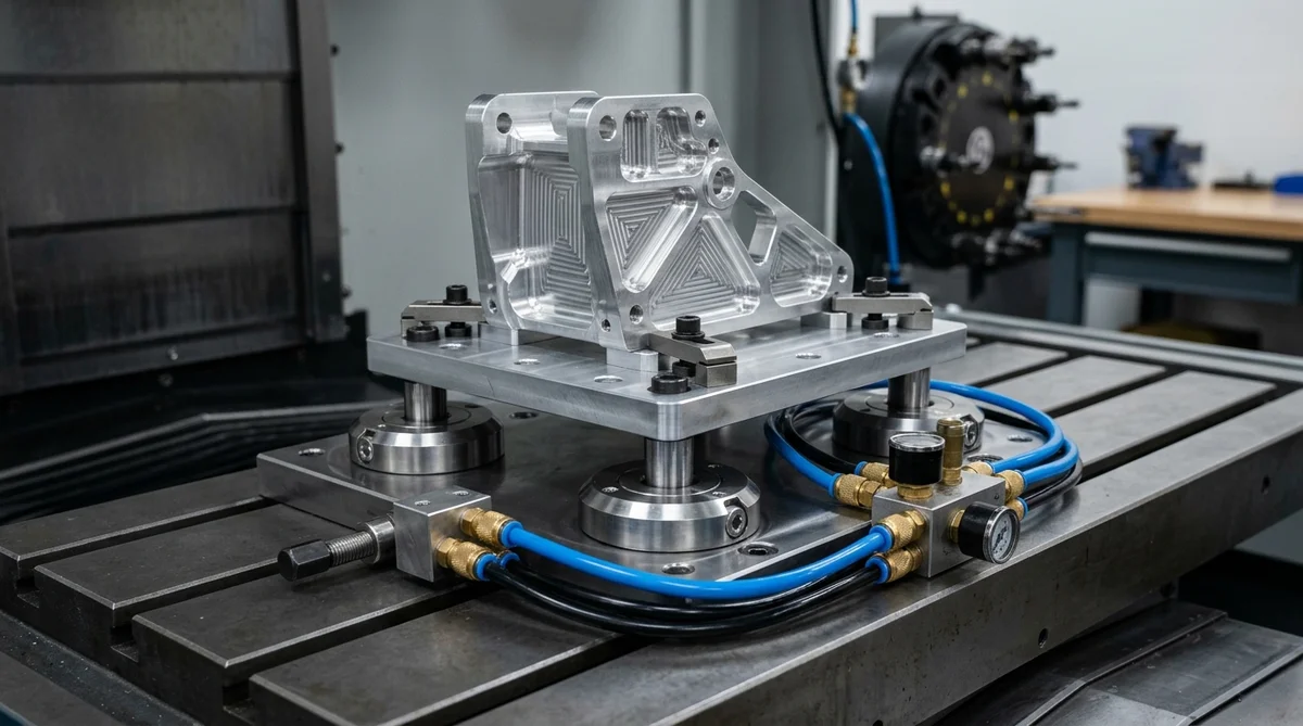 Zero-Point Pneumatic Modular Fixture Workholding on CNC Milling Center