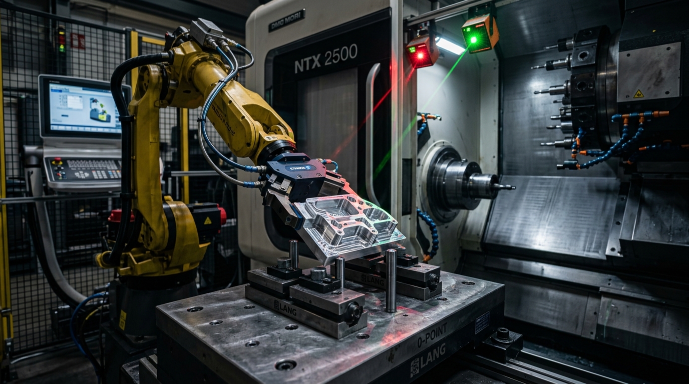 Automated Robotic Arm Loading CNC Workpiece into Zero-Point Fixture - AS Prototypes