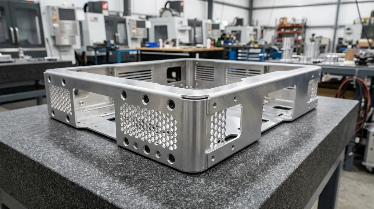 Precision Sheet Metal Fabricated AMR Mobile Robot Base Chassis with Laser Cut Vents - AS Prototypes