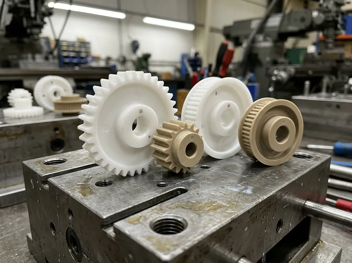 Precision Injection Molded High-Wear POM and PEEK Robotic Gears and Timing Pulleys - AS Prototypes