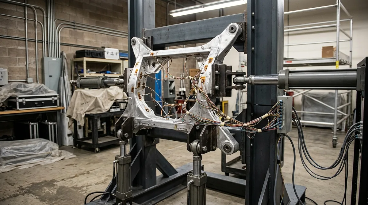 Multi-Axis Servo Hydraulic Actuator Shaker Rig Testing Automotive Subframe Fatigue