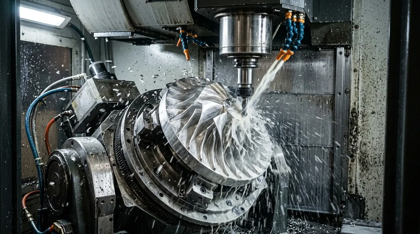 Simultaneous 5-Axis CNC Milling of Complex Titanium Turbine Impeller Blisk
