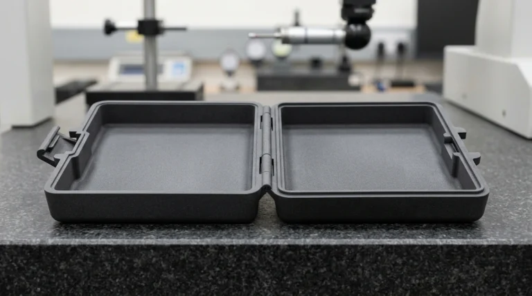 SLS nylon PA12 3D printed electronics enclosure with integrated print-in-place mechanical hinge and snap-fit latch