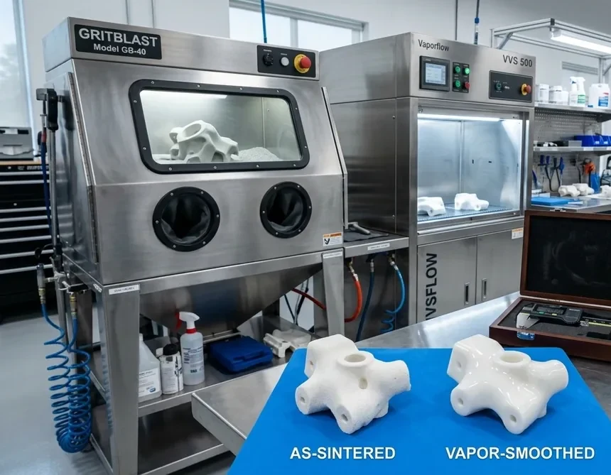 Direct Comparison of SLS 3D Printed PA12 Nylon Fluidic Manifold: As-Sintered Matte Finish vs Chemical Vapor-Smoothed Surface