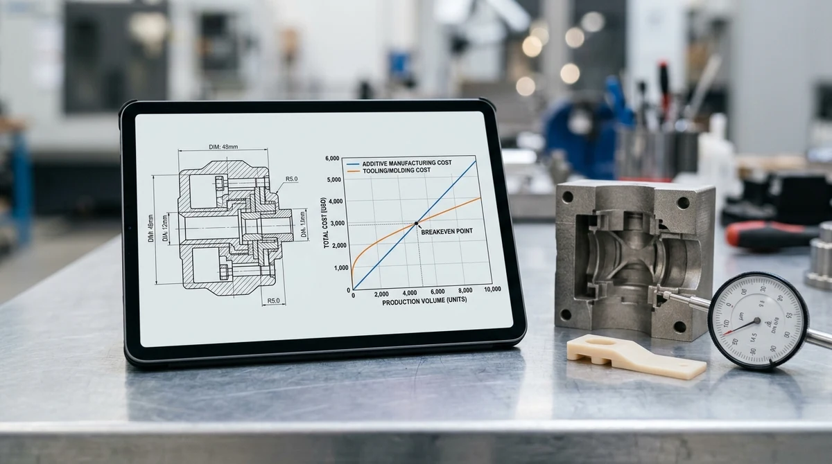Unit Cost vs Production Volume Crossover Curve and DFM Moldflow Analysis