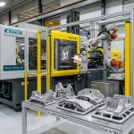 Automated cold chamber high pressure die casting machine cell producing precision aluminum A380 structural parts - AS Prototypes