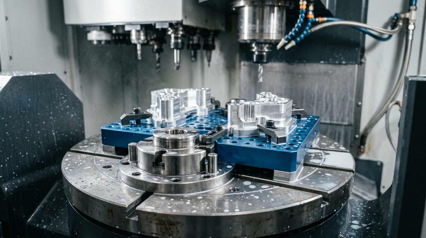 Zero-Point Quick-Change Clamping System on 5-Axis CNC Rotary Table - AS Prototypes