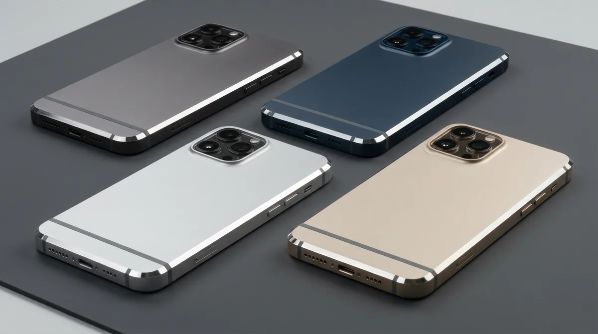 Four Anodized 6063-T6 Aluminum Smartphone Unibody Housings with Diamond Cut Mirror Chamfers Resting Flat on Antistatic Mat