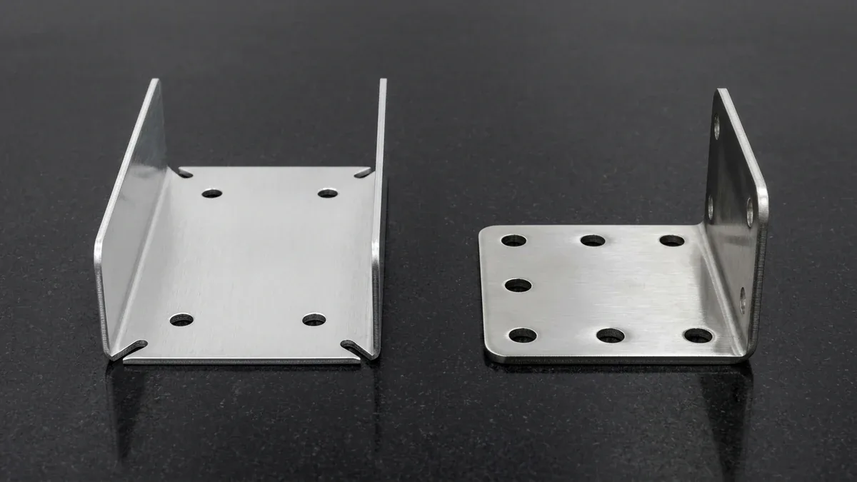 Precision CNC press brake forming multi-bend electronic bracket with backgauge alignment