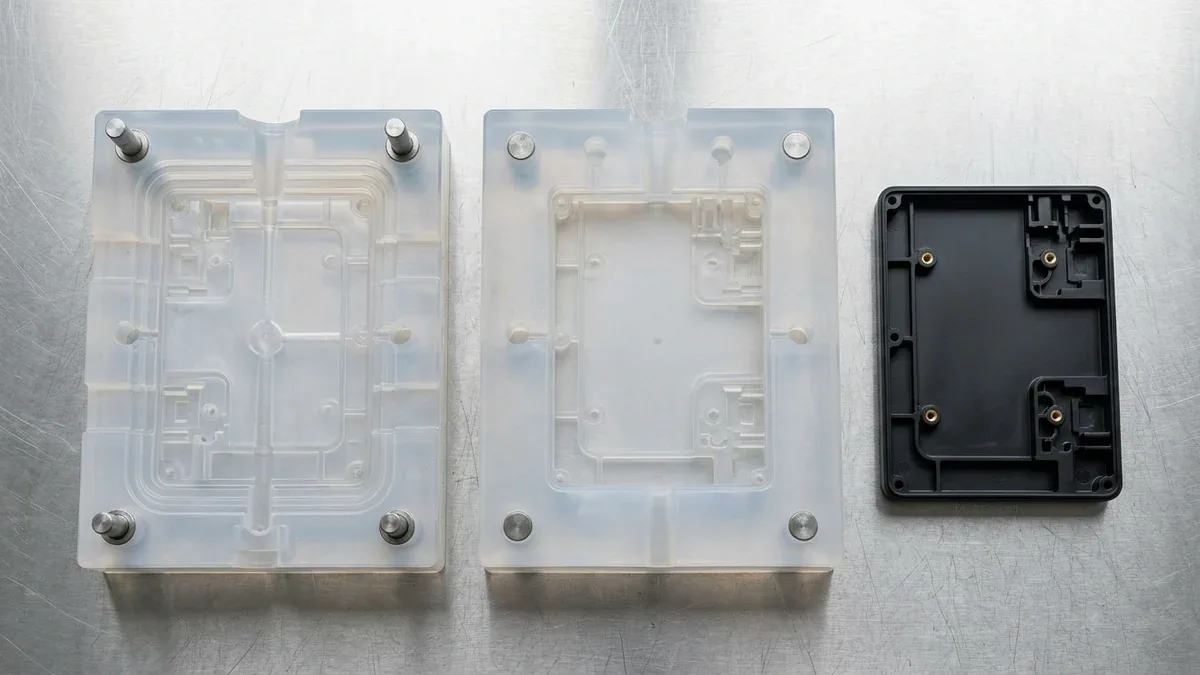 Polyurethane Vacuum Casting Process with Open Silicone Mold and Precision Cast Enclosures