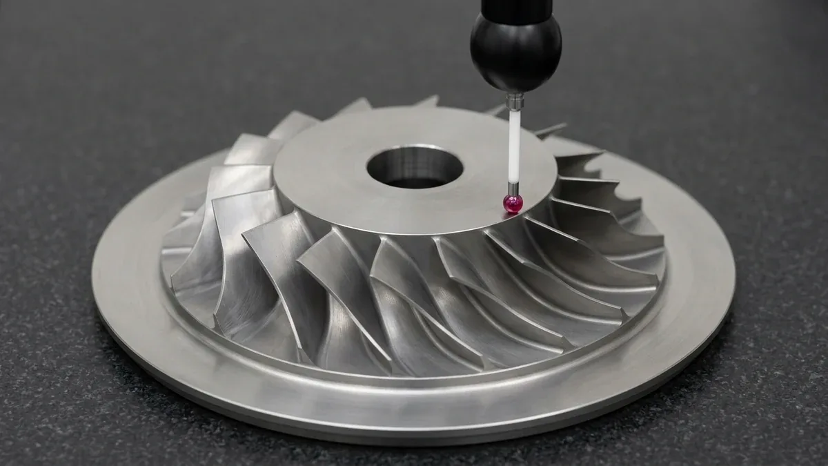 Simultaneous 5-Axis CNC Machined Titanium Alloy Impeller on Metrology Bench