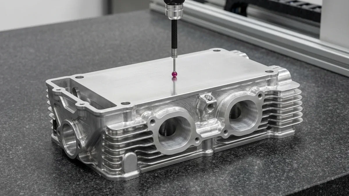 Zeiss CMM Touch Probe Metrology Inspection of CNC Ported Billet Motorcycle Cylinder Head Runners