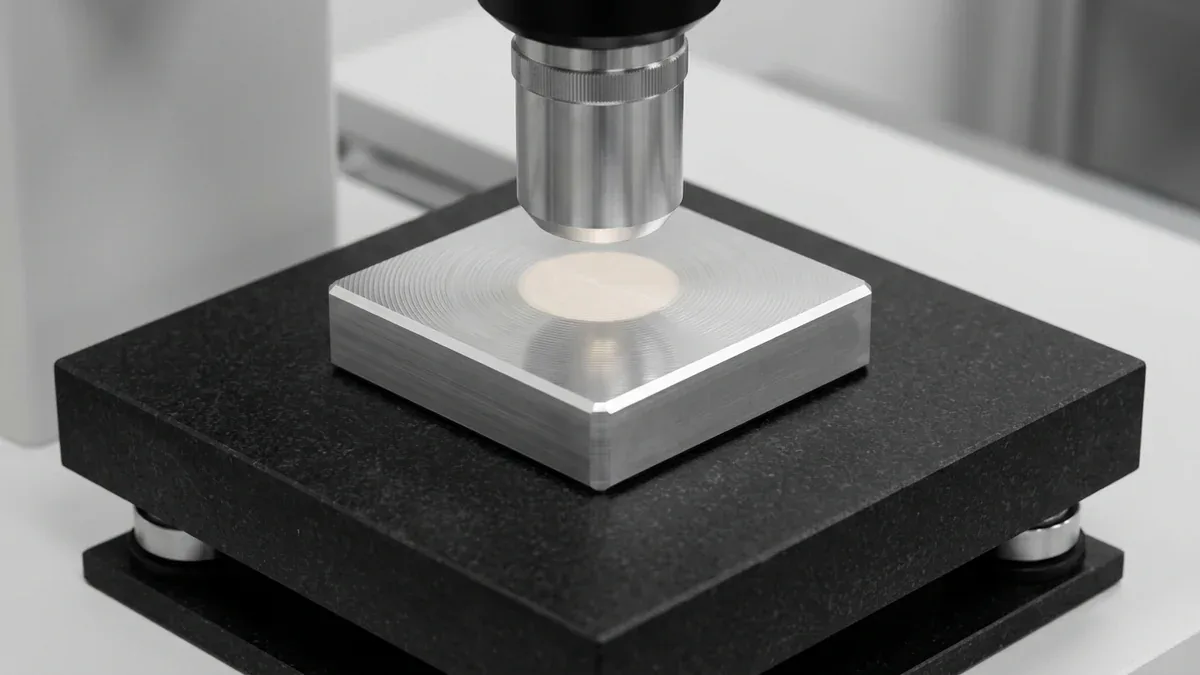 Optical 3D surface profilometer scanning CNC micro-milled aluminum test coupon for Ra and Rz metrology