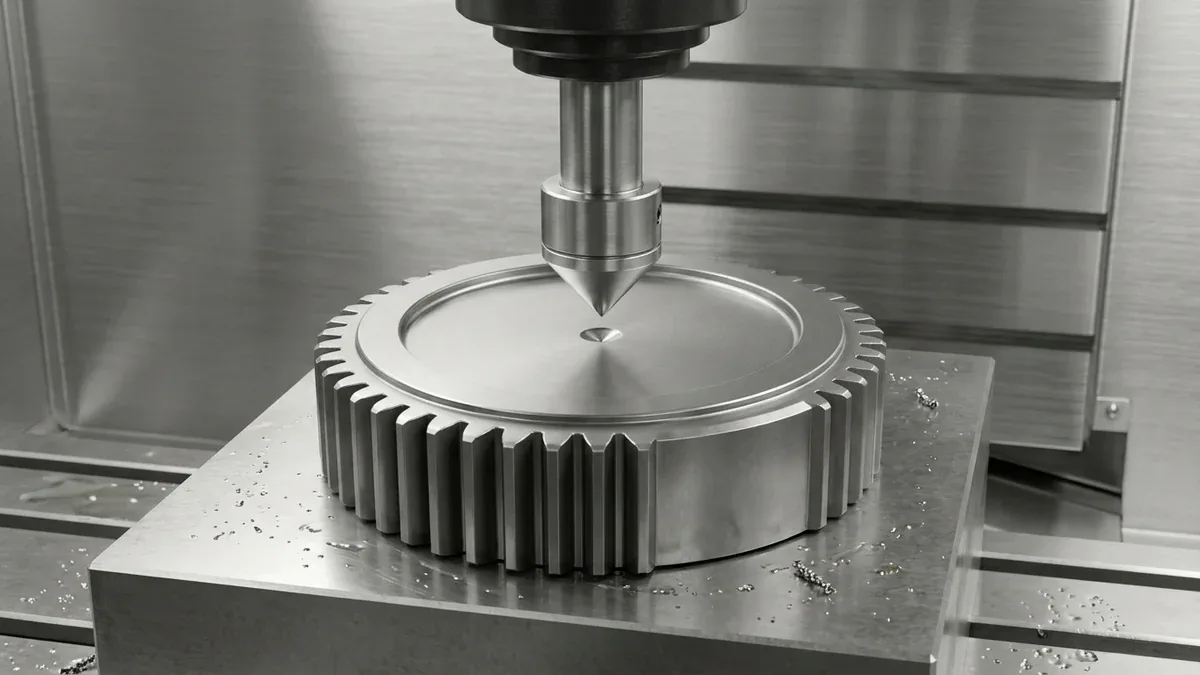 Automated hardness tester verifying hardness and microstructural grain size of annealed steel gear