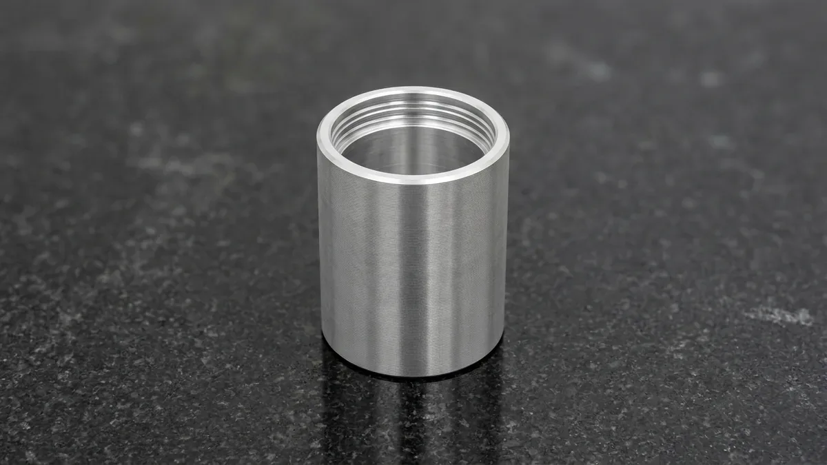 CNC-turned aerospace 6061-T6 aluminum thin-wall cylindrical sensor sleeve with 0.8mm wall and O-ring grooves