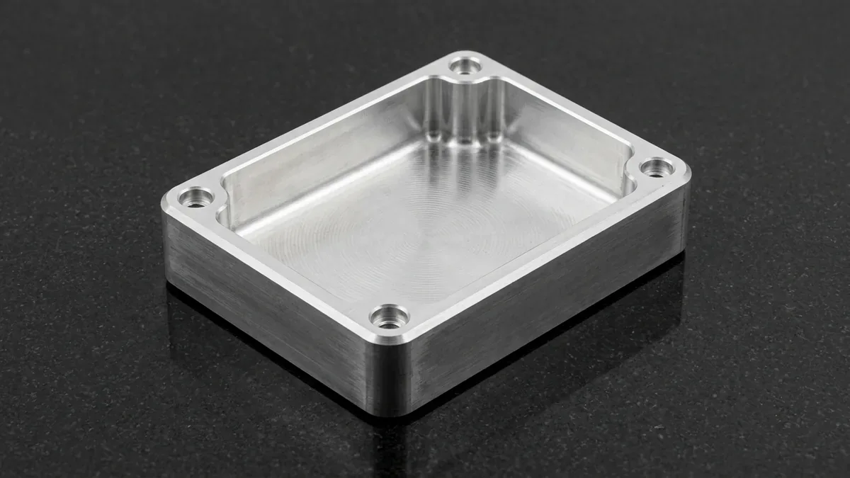 Precision 3-axis CNC-machined 6061-T6 aluminum electronics housing with R5mm pocket corner radii and 2.5mm walls
