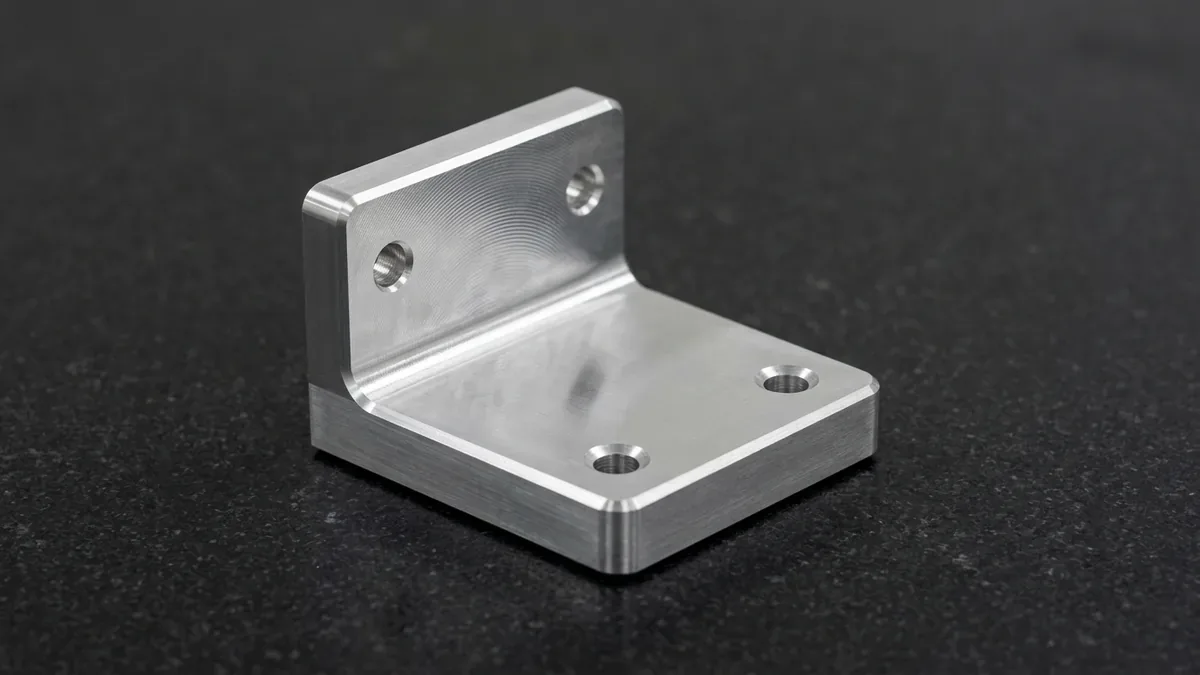 Precision 3-axis CNC-machined billet aluminum orthogonal datum bracket with mutually perpendicular milled reference walls
