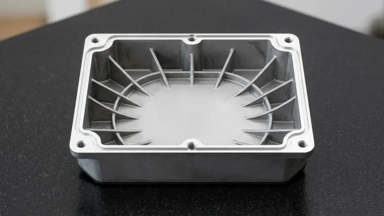 High-pressure die-cast A380 aluminum enclosure with uniform 2.5mm walls, thinner ribs and cored bosses