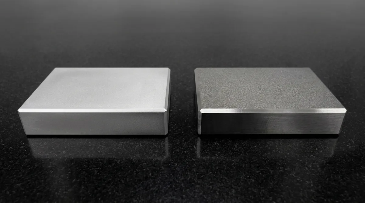 Comparison between glass bead blasted aluminum and VDI 3400 EDM spark eroded tool steel textures
