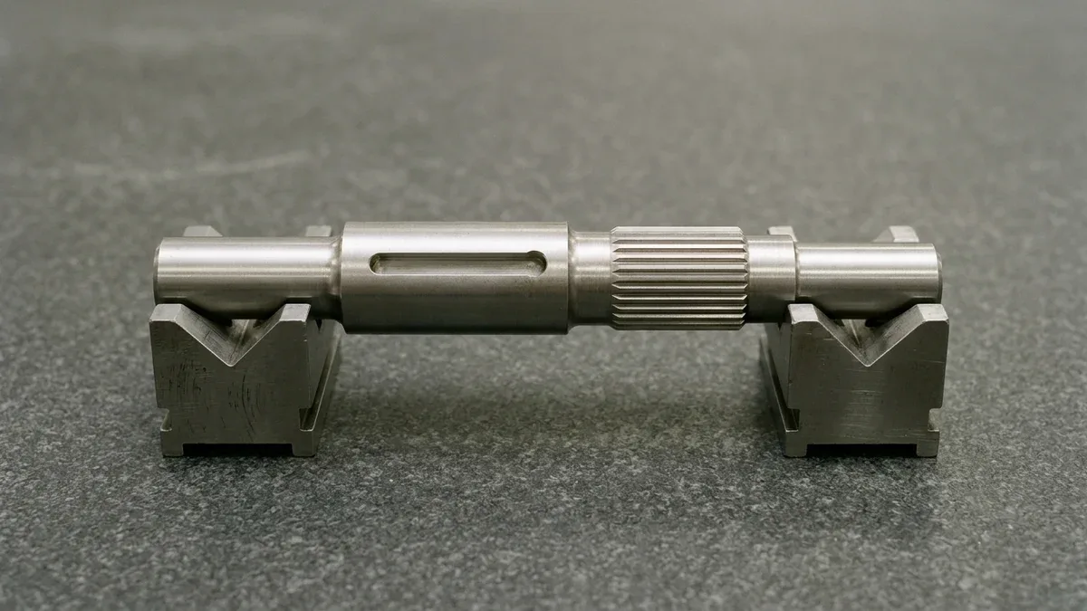 Cnc Machined 4140 Alloy Steel Stepped Drive Shaft Keyway Involute Splines CNC-machined 4140 alloy steel stepped transmission shaft showing closed-end parallel keyway and external involute splines