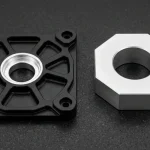CNC machined 7075-T651 aluminum UAV brushless motor mount plate and octagonal split-clamp folding boom collar
