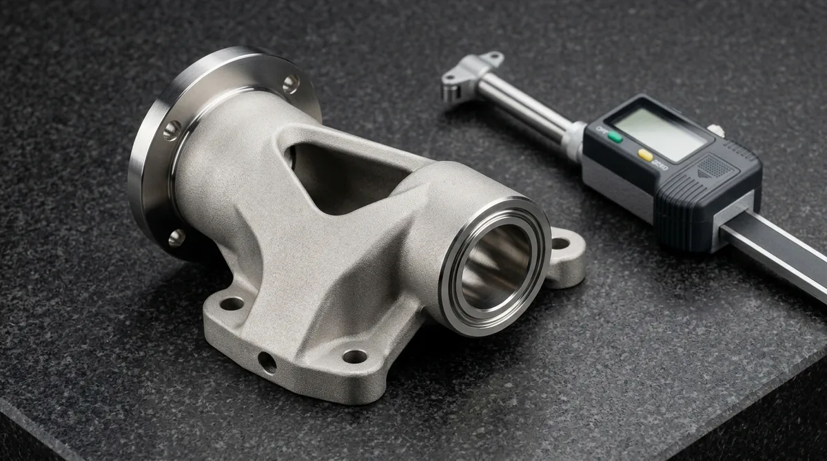 Titanium Ti-6Al-4V DMLS 3D Printed Aerospace Fluid Bracket with Self-Supporting Overhangs and 5-Axis CNC Precision Machined Flange