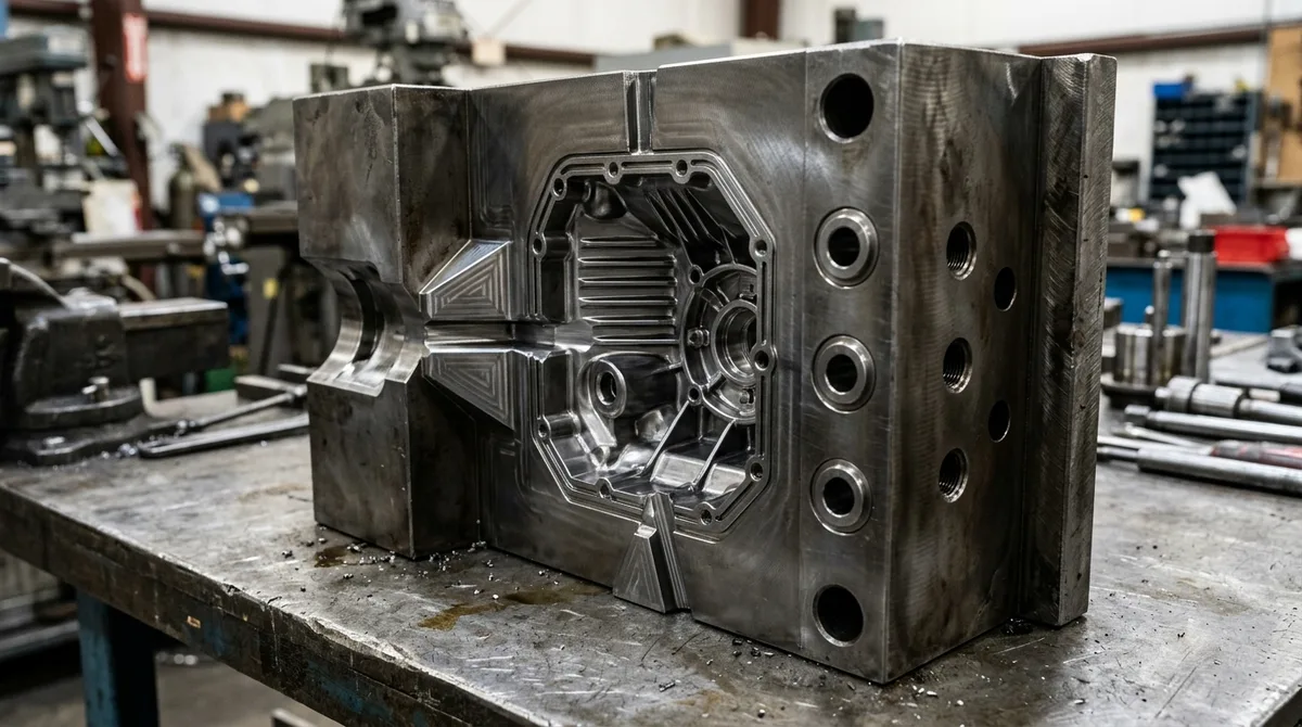 Hardened H13 Tool Steel High Pressure Die Casting Mold Cavity Block with Runner Gate and Cooling Ports