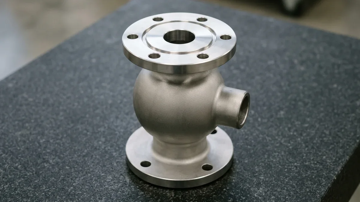 Lost-wax investment-cast 316L stainless steel flanged valve body with CNC face-milled top sealing ring