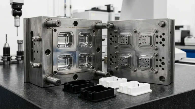 Precision Multi-Cavity Injection Mold Tooling Set with Hardened S136 Core and Cavity Inserts and Molded Prototypes