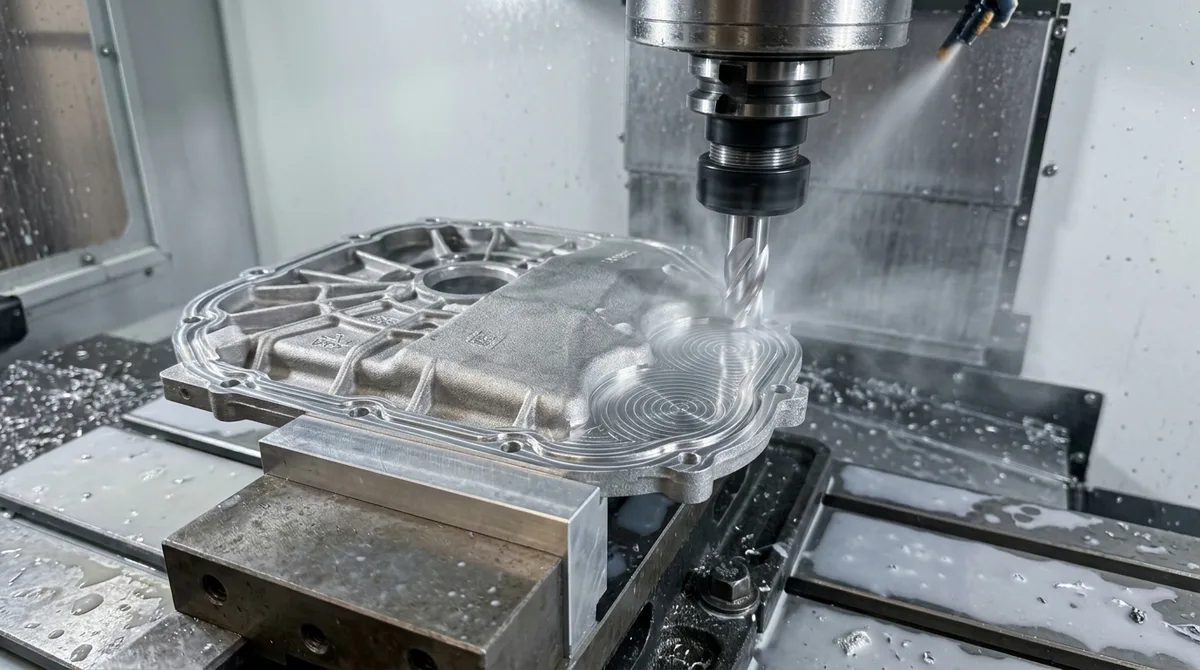 Secondary CNC Vertical Machining Center Milling Precision O-Ring Sealing Face on Die Cast Aluminum Transmission Cover